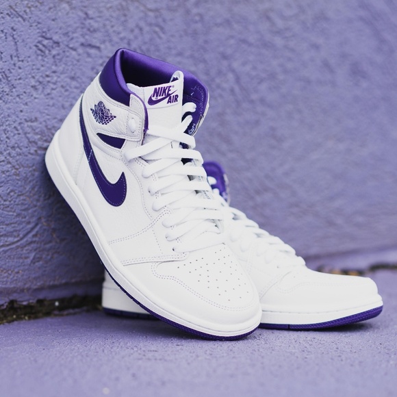 Air Jordan 1 Retro High Size 12 Kids Court Purple White - Picture 2 of 7